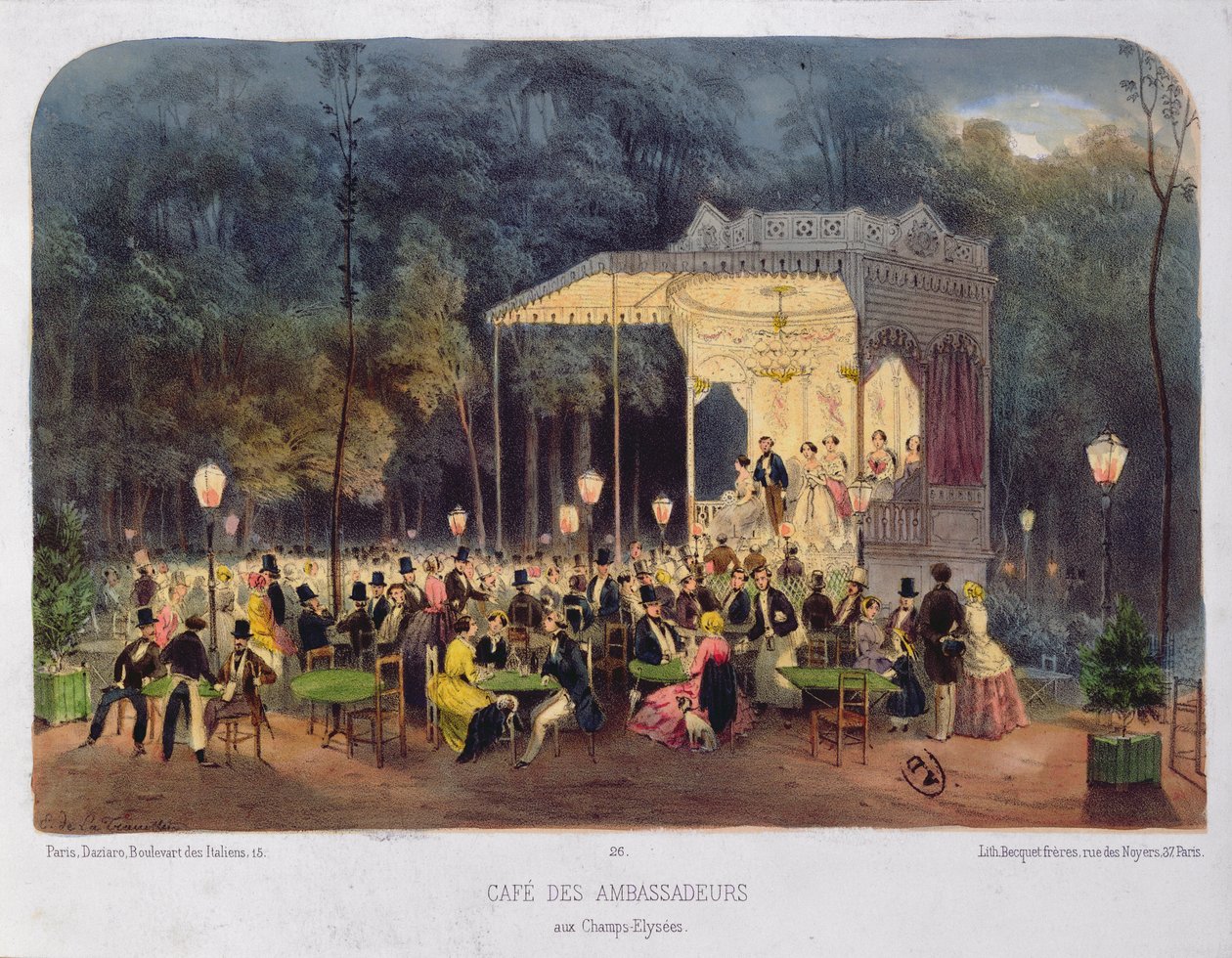 Cafe des Ambassadeurs, Champs-Elysees, c.1850 by French School