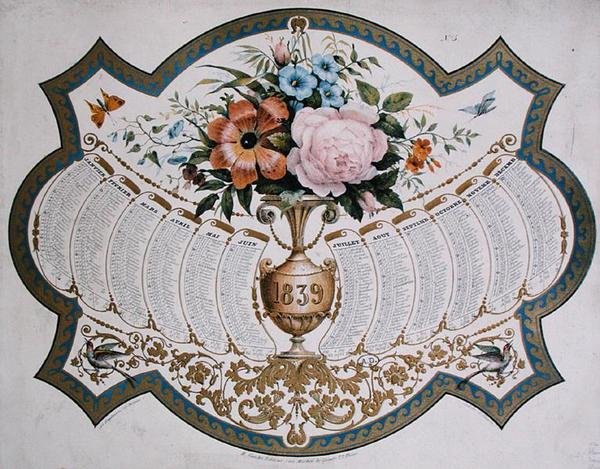 Calendar for 1839, engraved by Godefroy Engelmann, c.1838 by French School