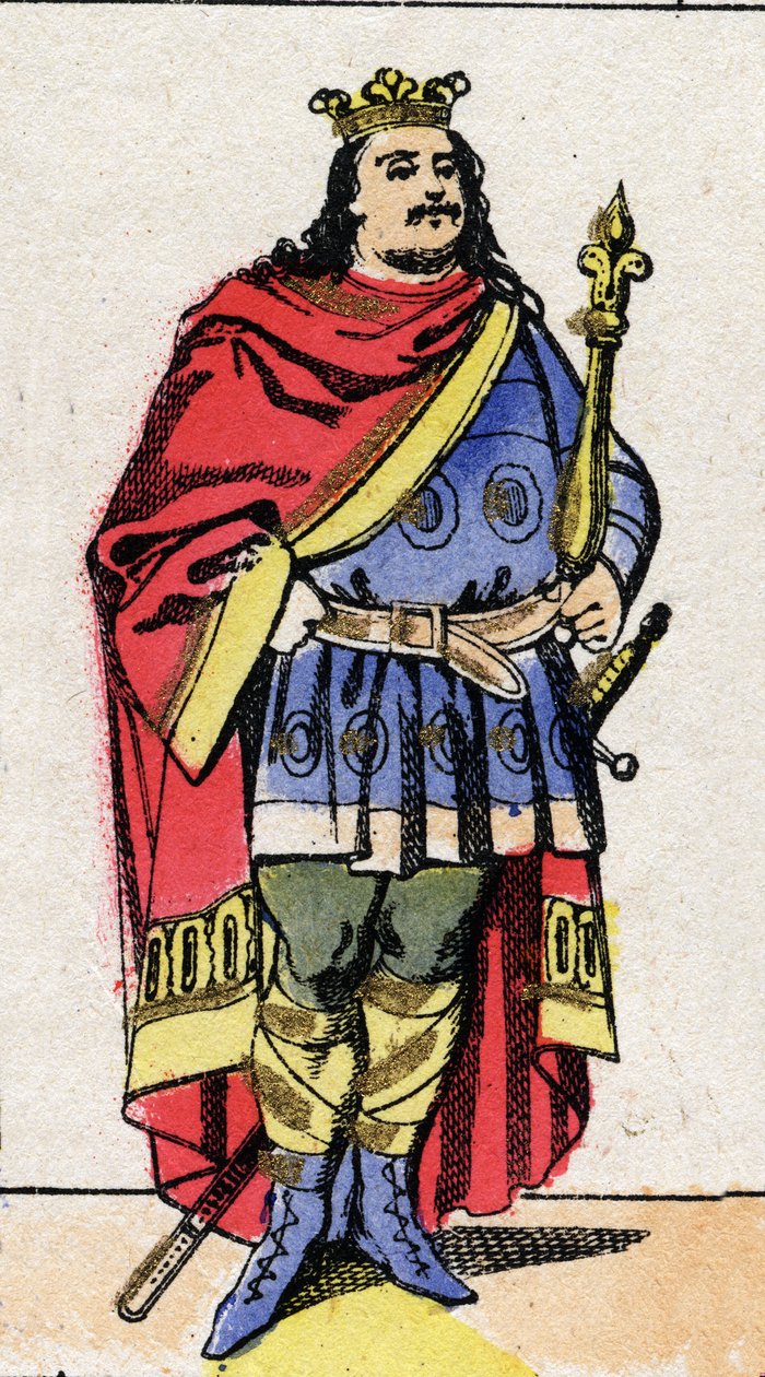 Carolingian Dynasty: Portrait of Charles III Le Gros (839-888) King of the Franks from 881 to 887. Epinal imaging from the end of the 19th century. Private collection. by French School
