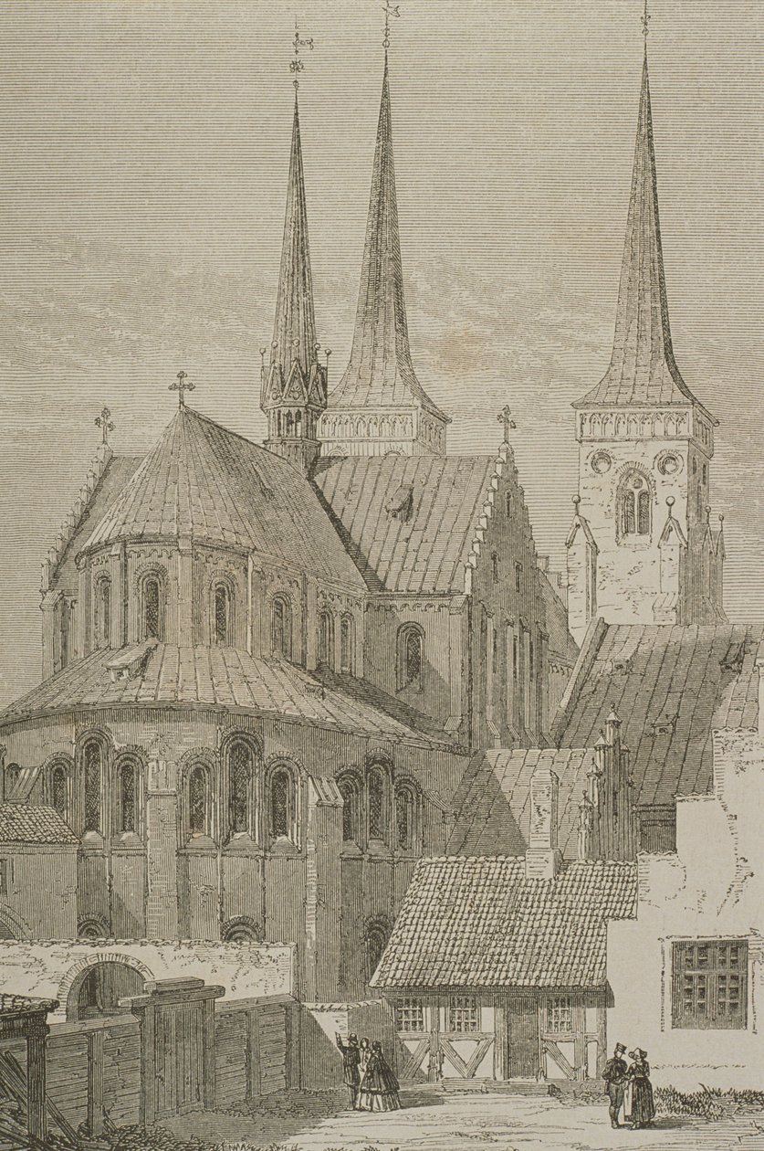 Cathedral in the 1850s, Roskilde, Denmark, from Le Tour du Monde, published in Paris, 1860s by French School