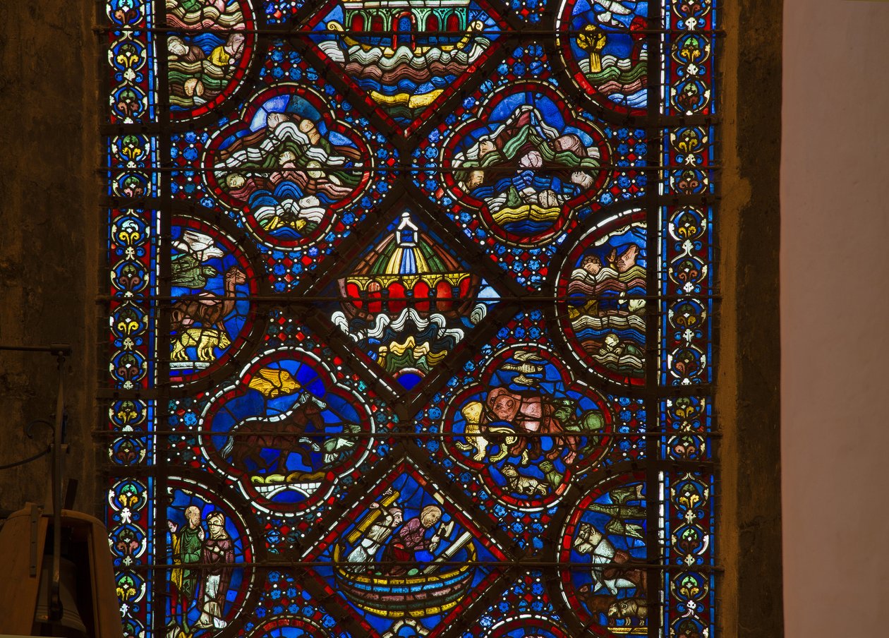 Cathedral of Chartres, Stained Glass: The Life of Noah (detail) by French School
