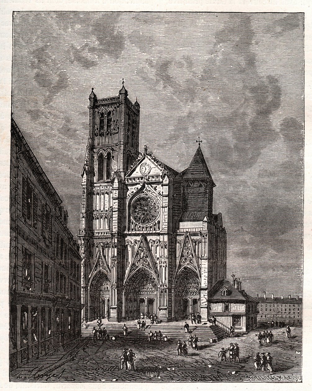 Cathedrale Saint-Etienne de Meaux - Seine-et-Marne - engraving in La France illustree: geographie, histoire, administration statistique by V.A. Malt-Brown. 1884 by French School