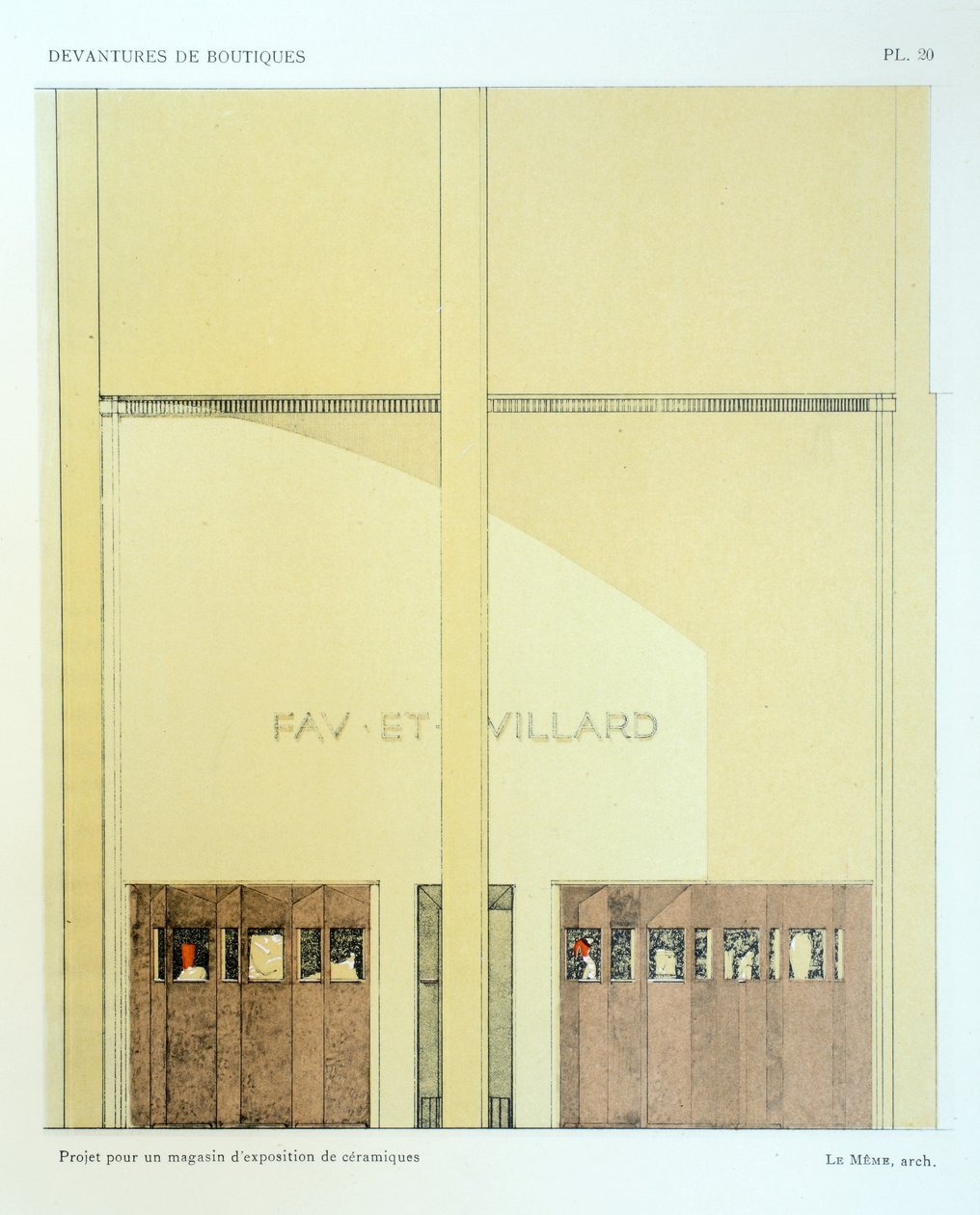 Ceramics Showroom, Plate 20, illustration from Devantures de Boutiques by Louis-Pierre Sezille, Paris by French School