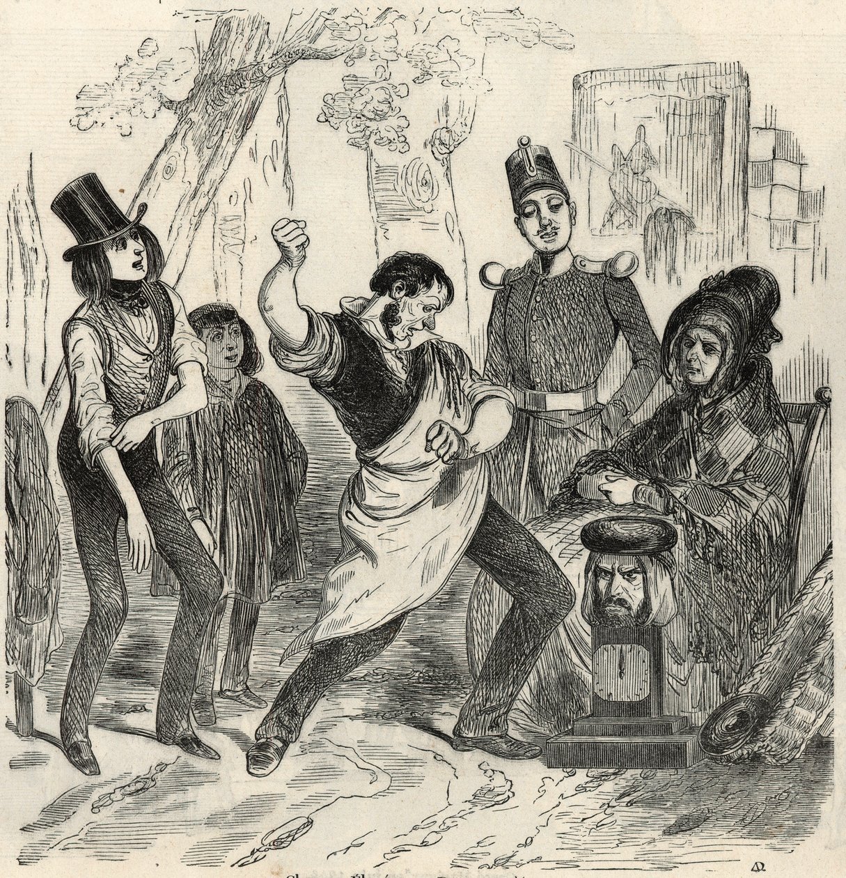 Champs-Elysees - Dynamometer (engraving) by French School
