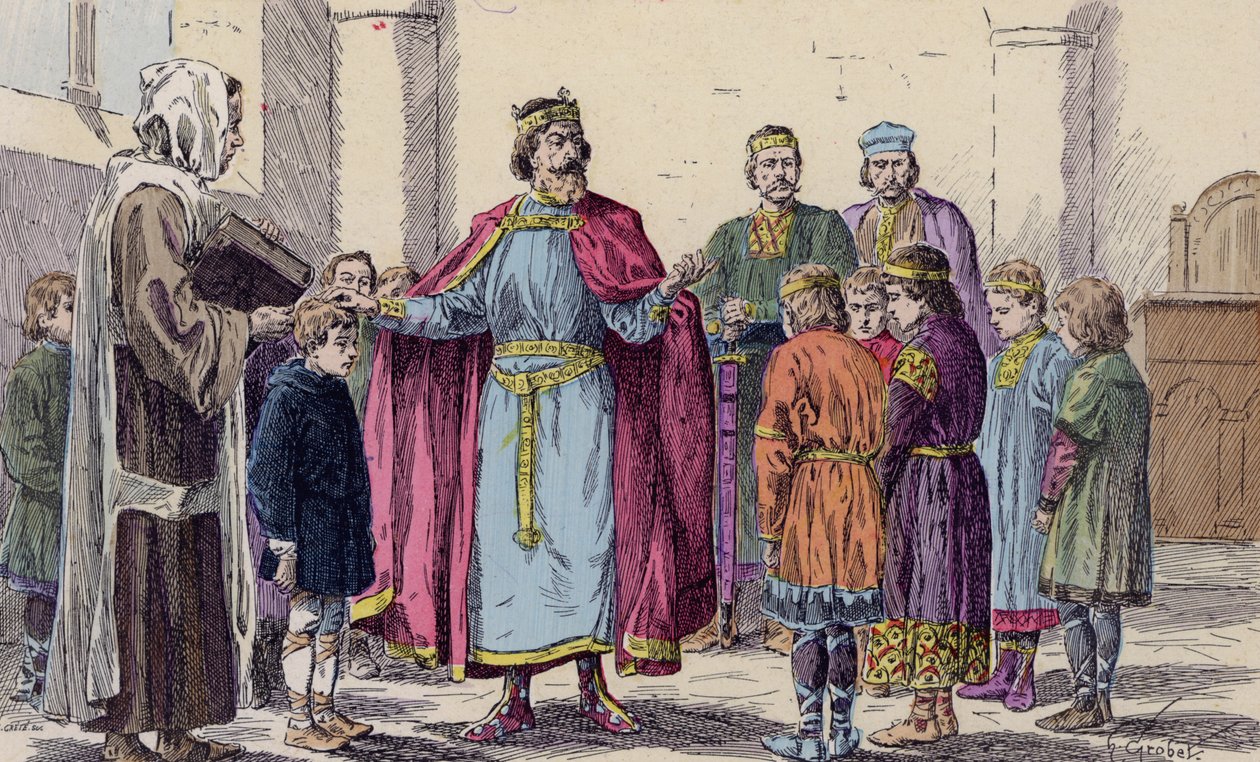Charlemagne Visiting a School by French School
