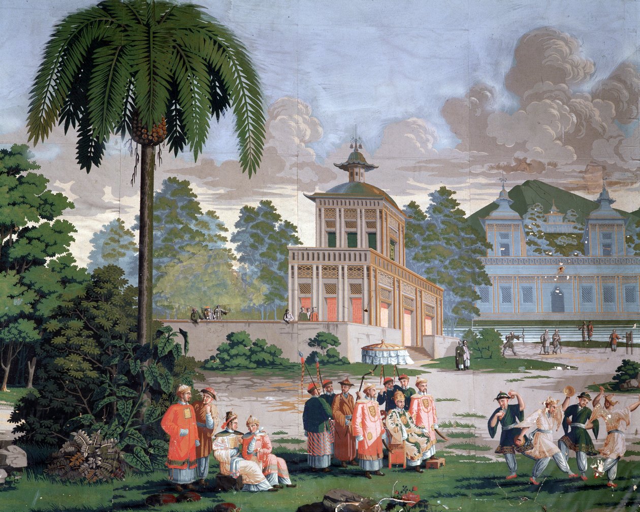 Chinoiserie - wallpaper in the Hotel de Plouer in Saint Malo by French School