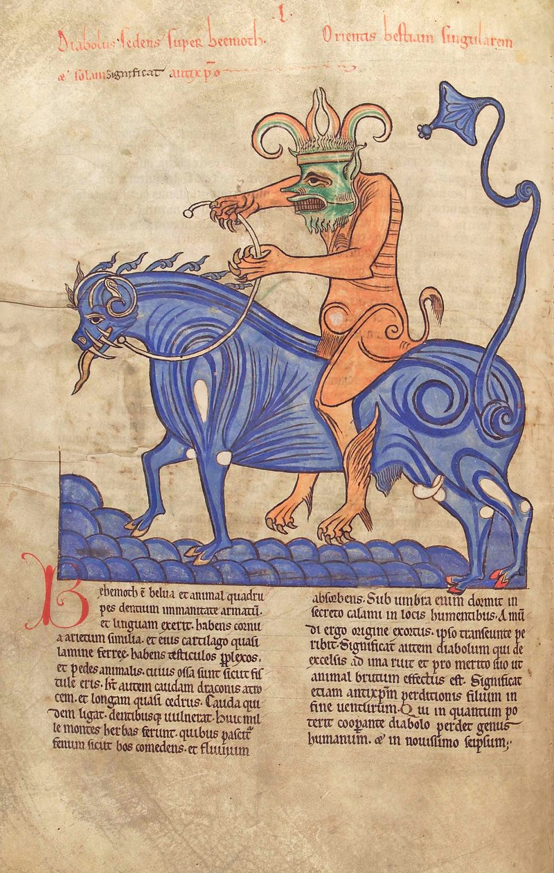 Satan Riding a Behemoth, from Liber Floridus by Lambert de Saint-Omer c ...