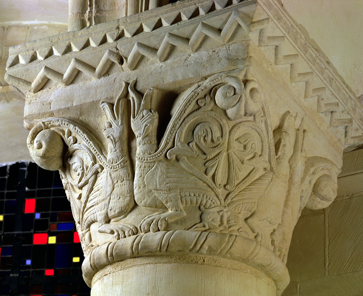 Column Capital Bearing Symmetrically Arranged Grotesques from the Hemicycle Choir by French School