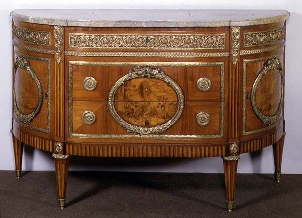 Commode with Tulipwood Marquetry Panels, Ormolu Mounts, by Joseph Stockel by French School