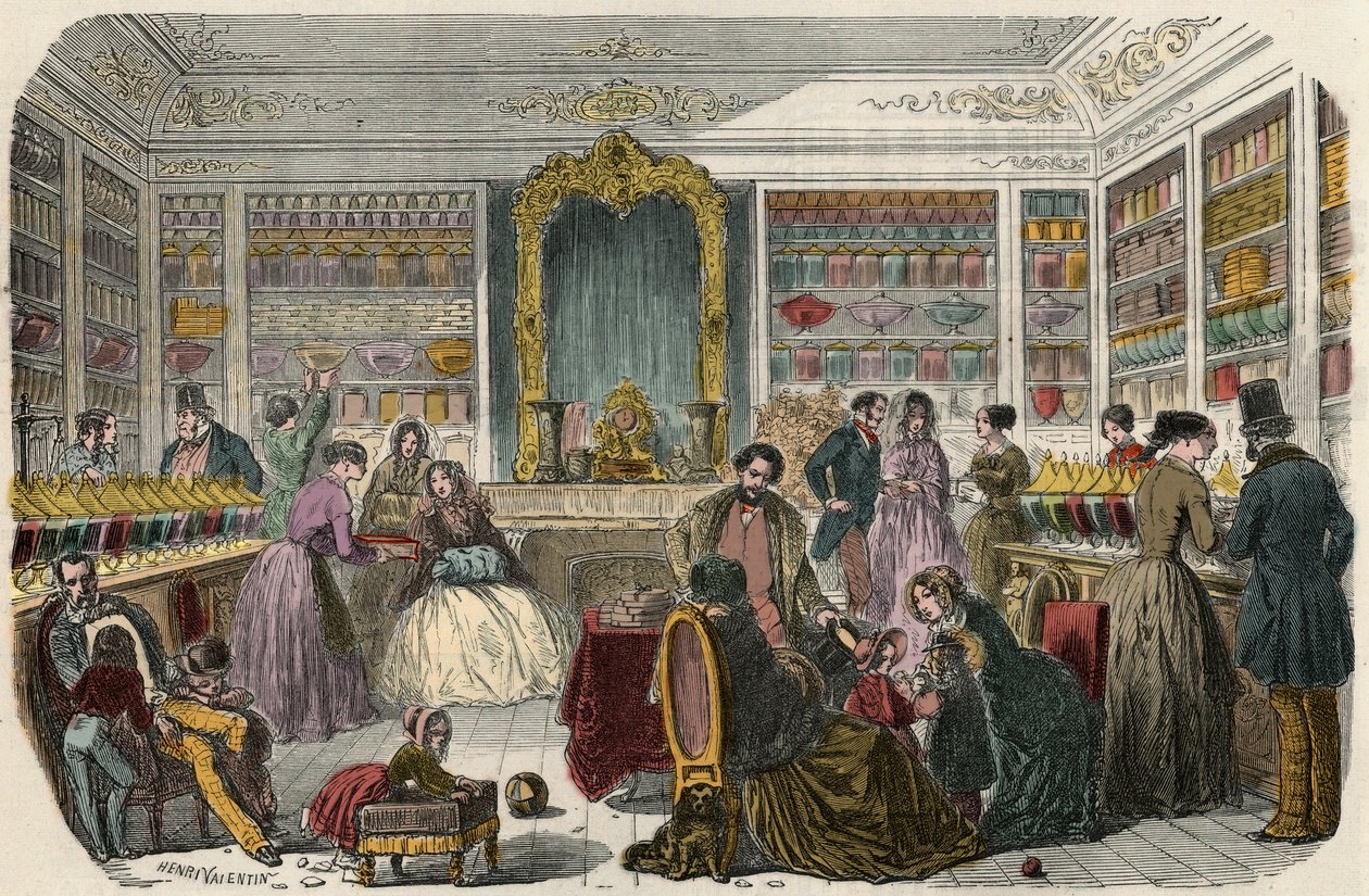 Confectionery shop in Paris in the 19th century - Engraving in 