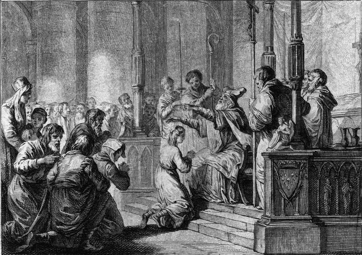 Consecration of Saint Genevieve, circa 430: Saint Germain, bishop of Auxerre by French School