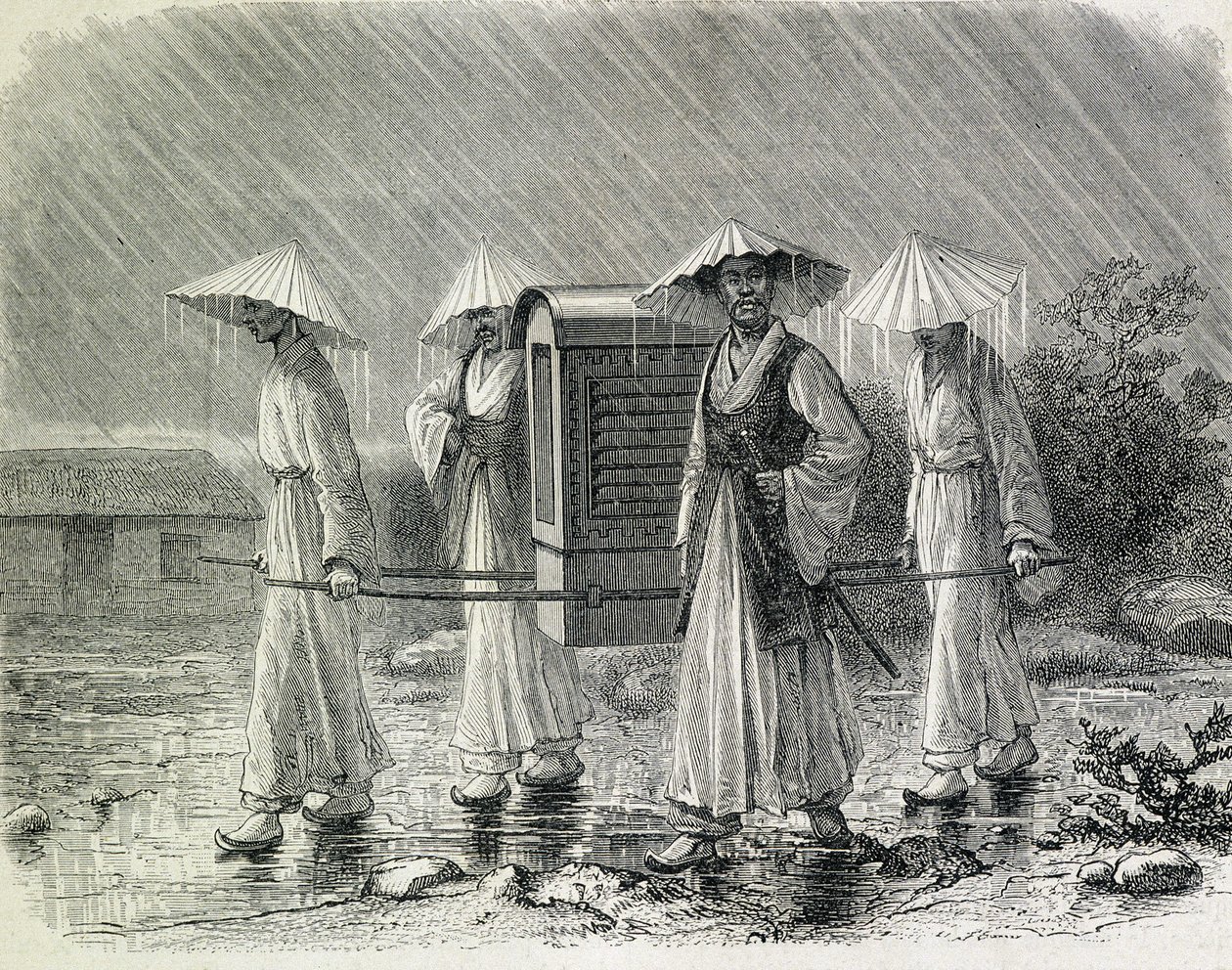 Koreans Dressed in a Palanquin (Illustration from 