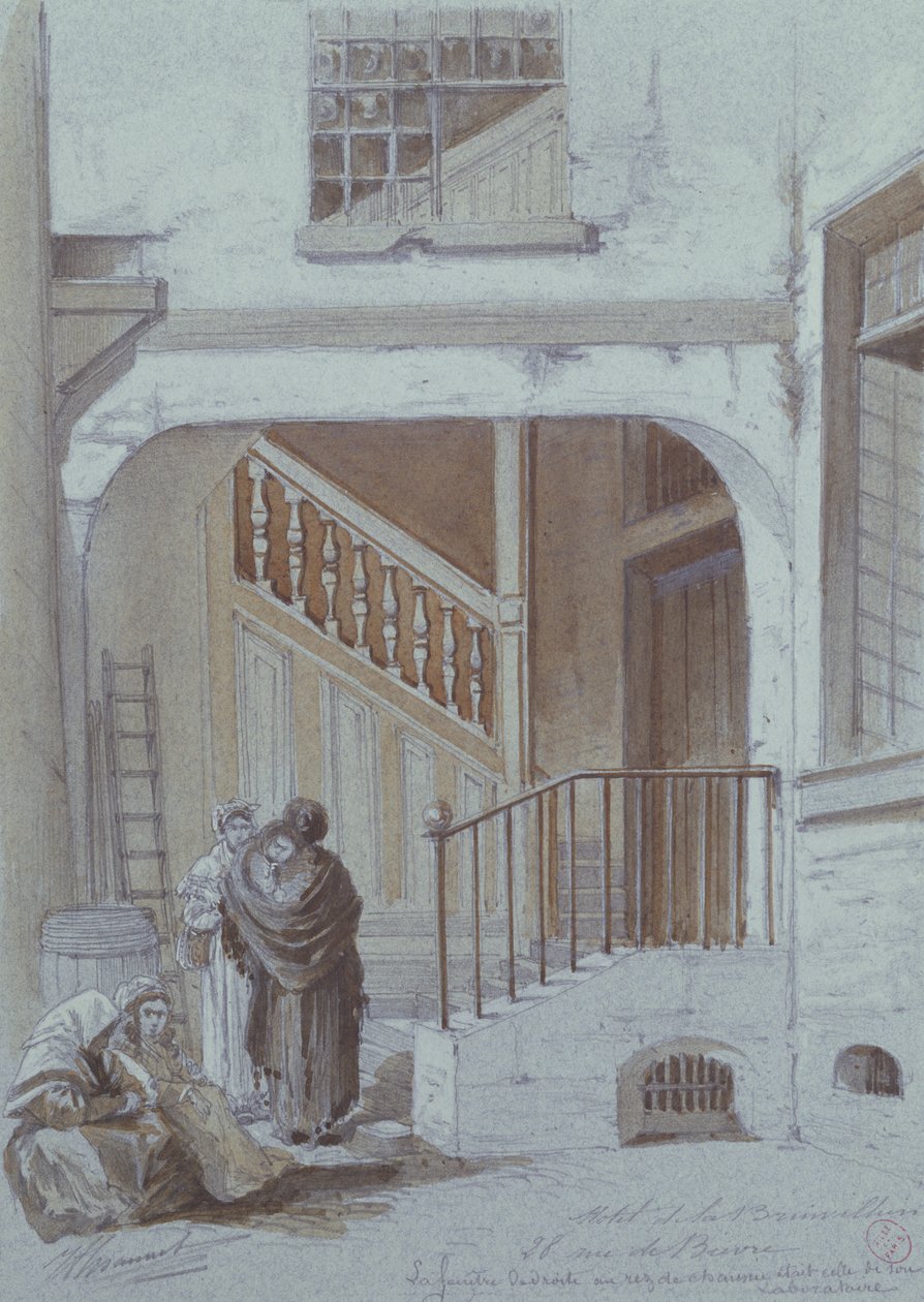 Courtyard and laboratory of the Marquise de Brinvilliers, 28 rue de Bievre, Paris by French School