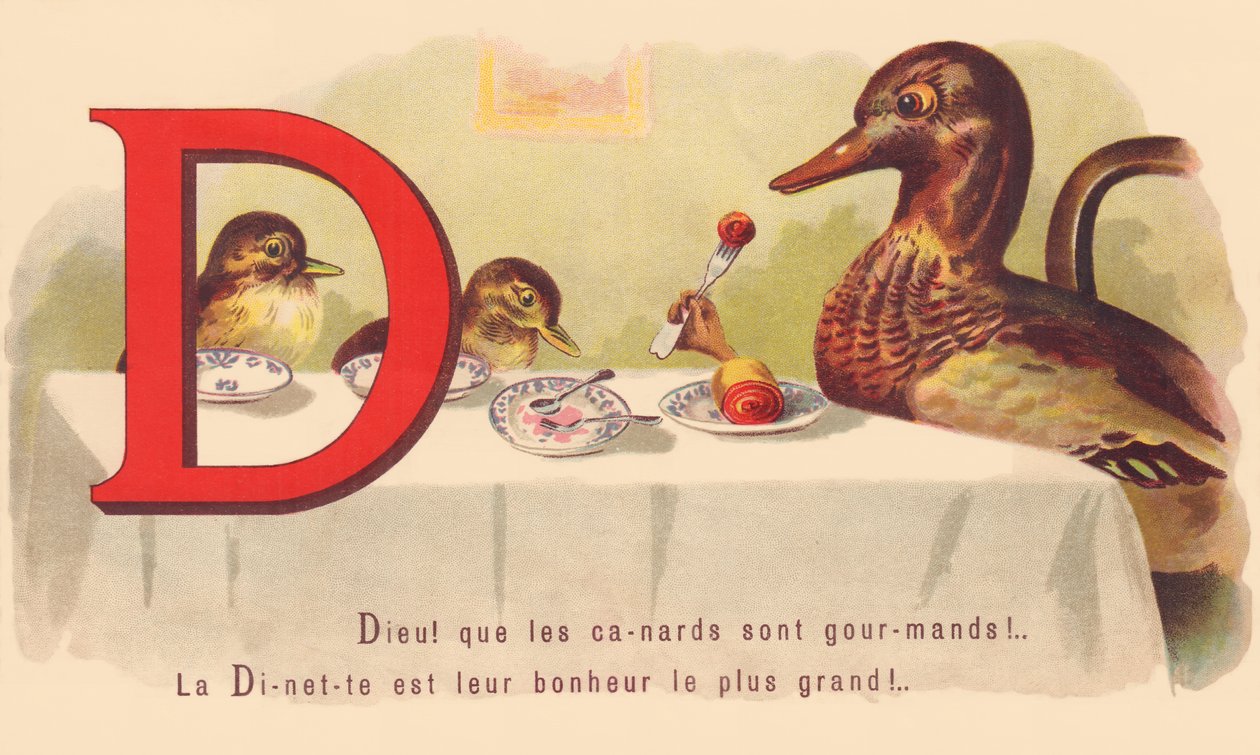 God! that ducks are greedy! The Dinette is their greatest happiness! by French School
