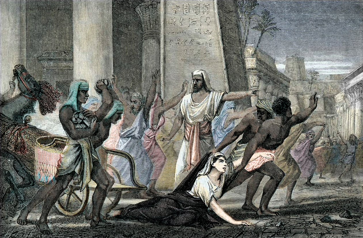 Death of Hypatia murdered by followers of Cyril, Patriarch of Alexandria, end of 19th century (engraving) by French School