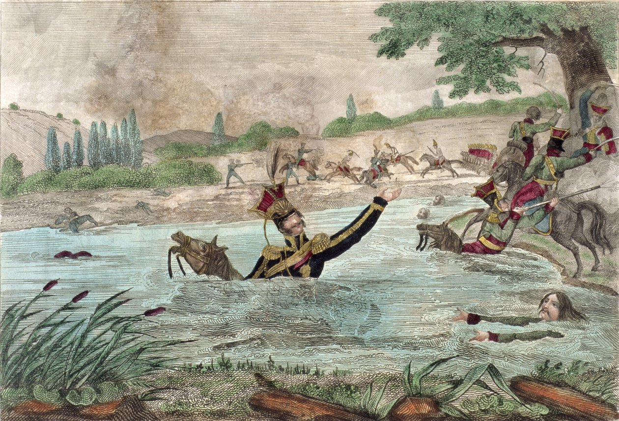 Death of Prince Joseph Poniatowski in the Elstera River by French School