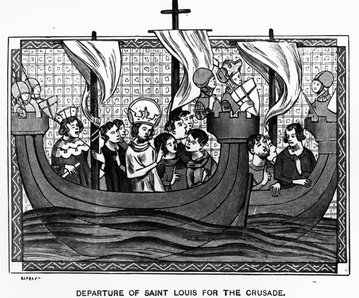 Departure of St. Louis for the Crusade by French School
