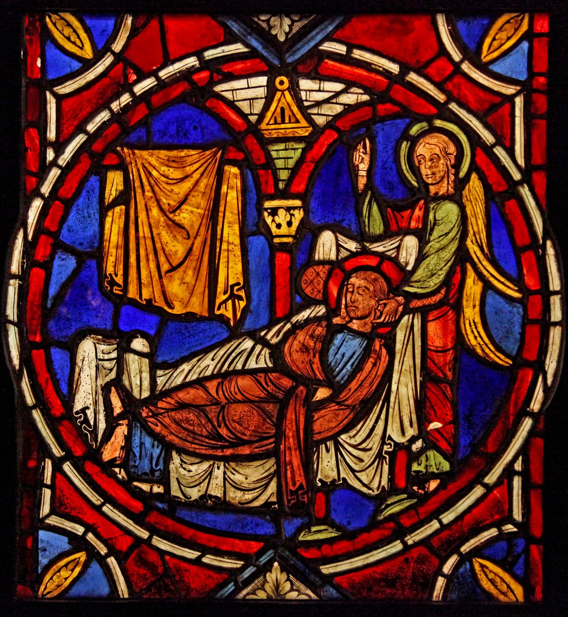 St Martin - being enlightened in his sleep by an angel? (ex Varennes-Jarcy - originally from the Abbey de Gercy?) by French School