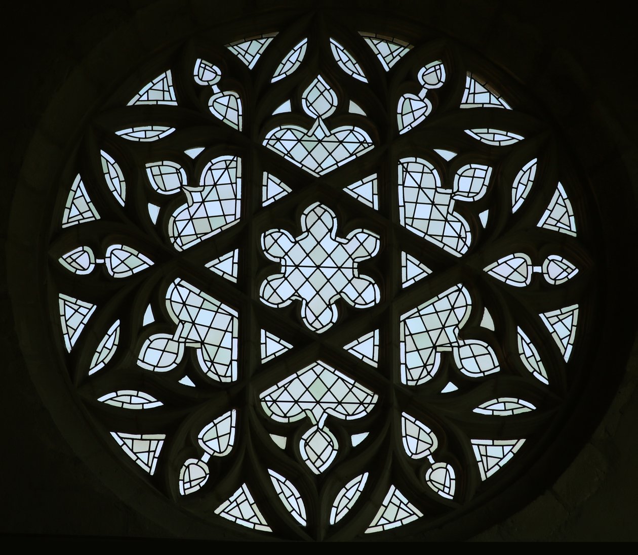 The rose window on the east wall of the south transept by French School