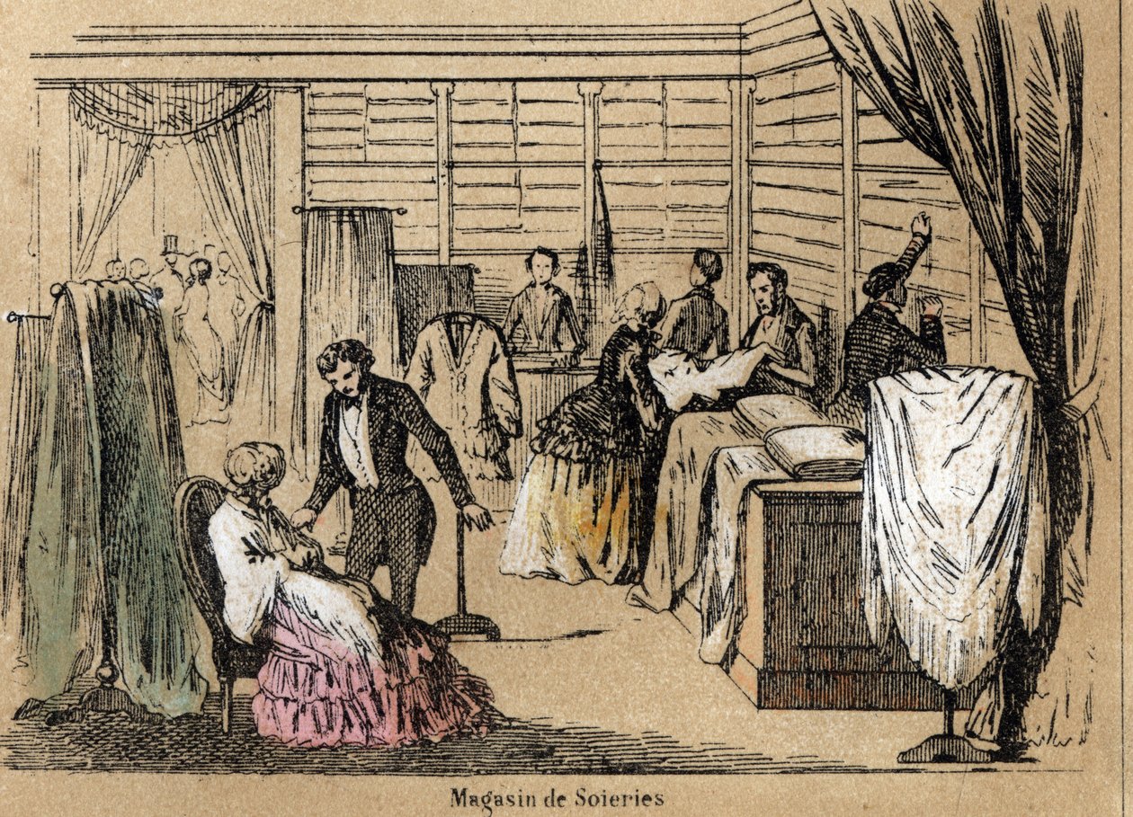 Description of culture and silk products: a silk shop. Plate 