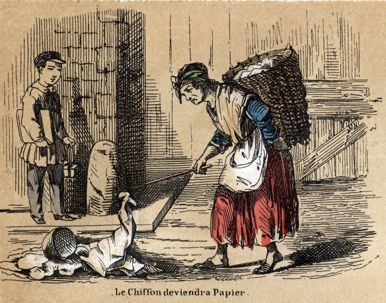 Description of the various products and uses of paper: the collection of old rags from which the paper is derived. Plate 