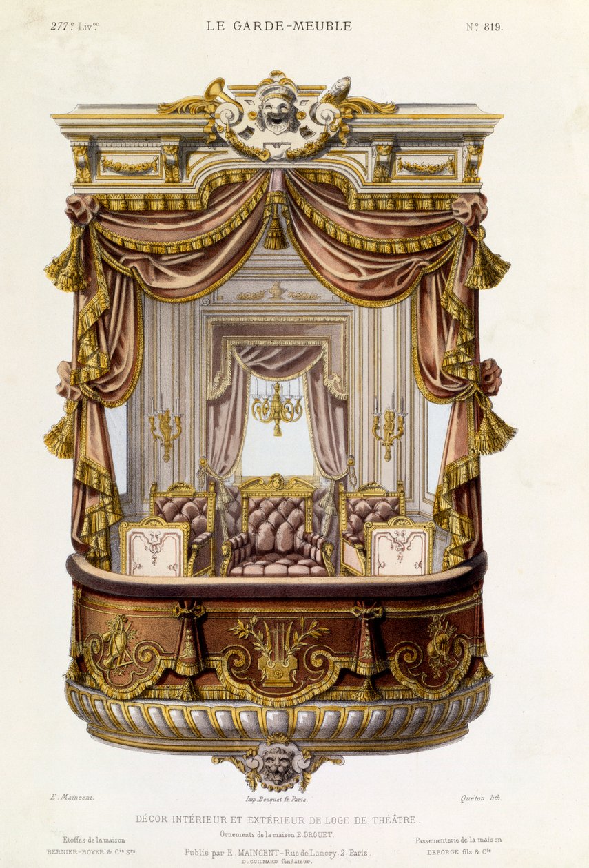 Design for the Interior and Exterior of a Theatre Box, illustration ...