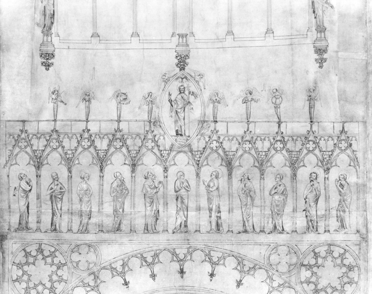 Design for the gallery of kings on the facade of Strasbourg Cathedral, c.1380 (detail) by French School