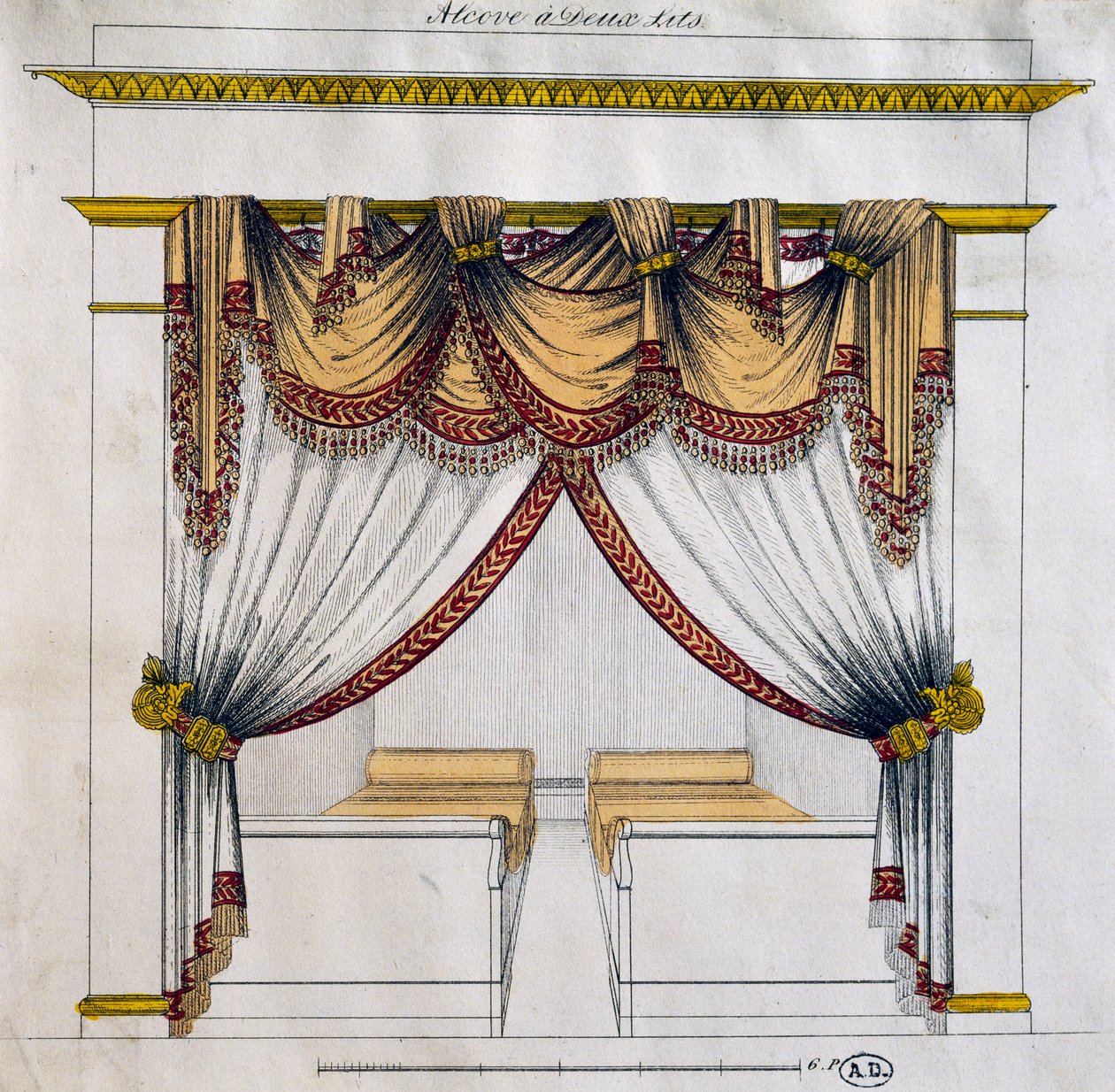 Design of Alcove with Two Beds, First Empire Period by French School