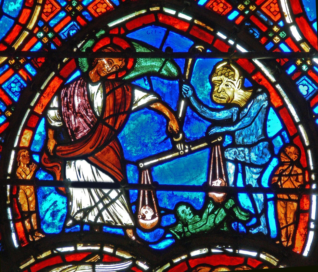 Detail (St. Michael weighs souls) by French School