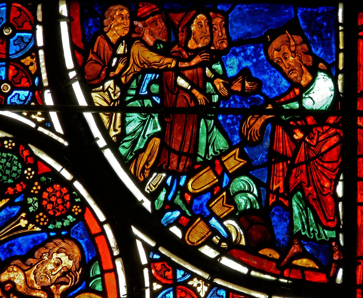 Detail from a Window Depicting the Parable of the Good Samaritan: Moses Throws Down the Tablets by French School