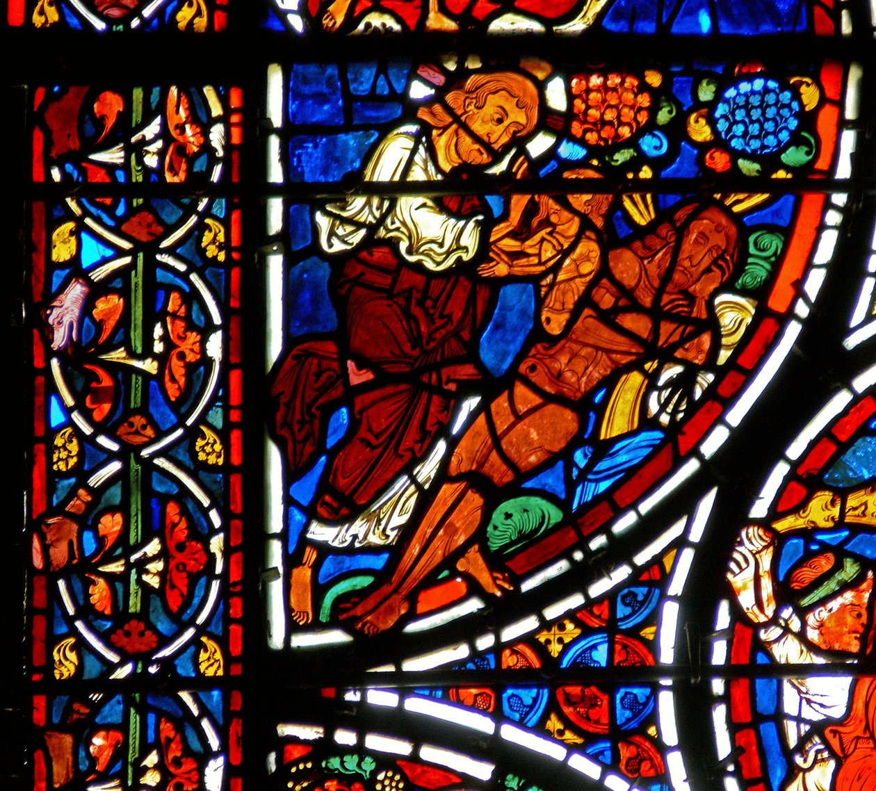 Detail from a Window Depicting the Parable of the Good Samaritan: The Creation of Eve by French School