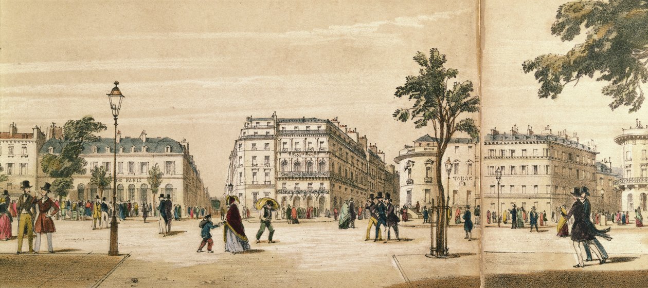 Detail of a Panorama of the Boulevard des Italiens, c.1840 by French School