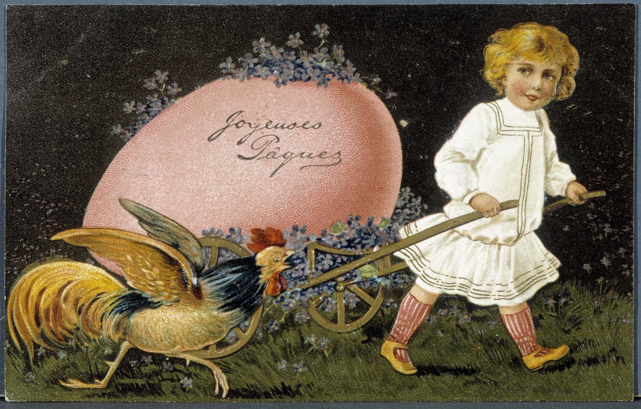 Easter greeting postcard, 20th century by French School
