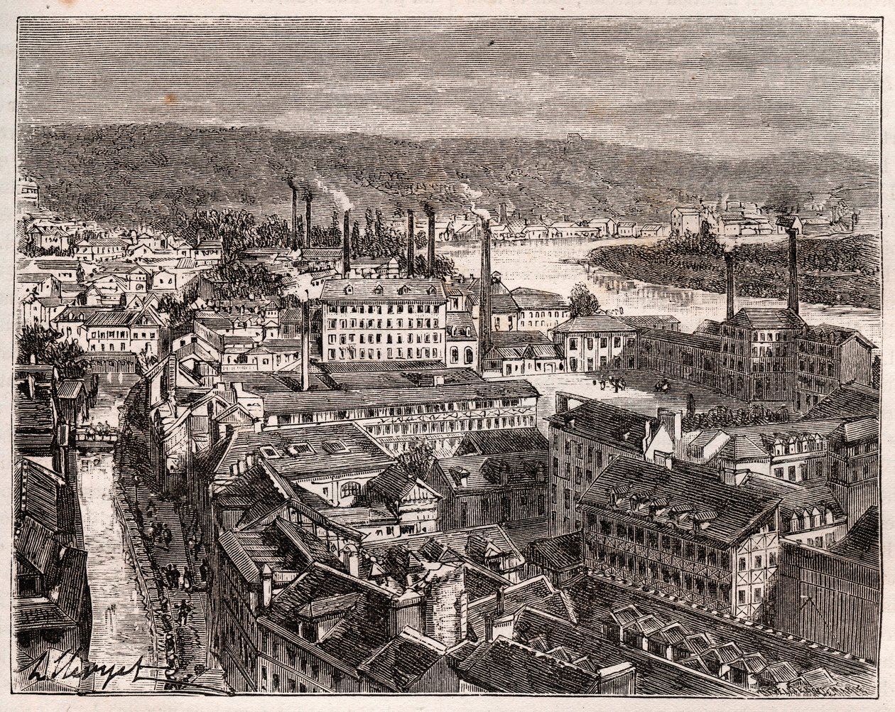 Elbeuf - Seine-Maritime - engraving in La France illustree: geography, history, statistical administration by V.A. Malt-Brown. 1884 by French School