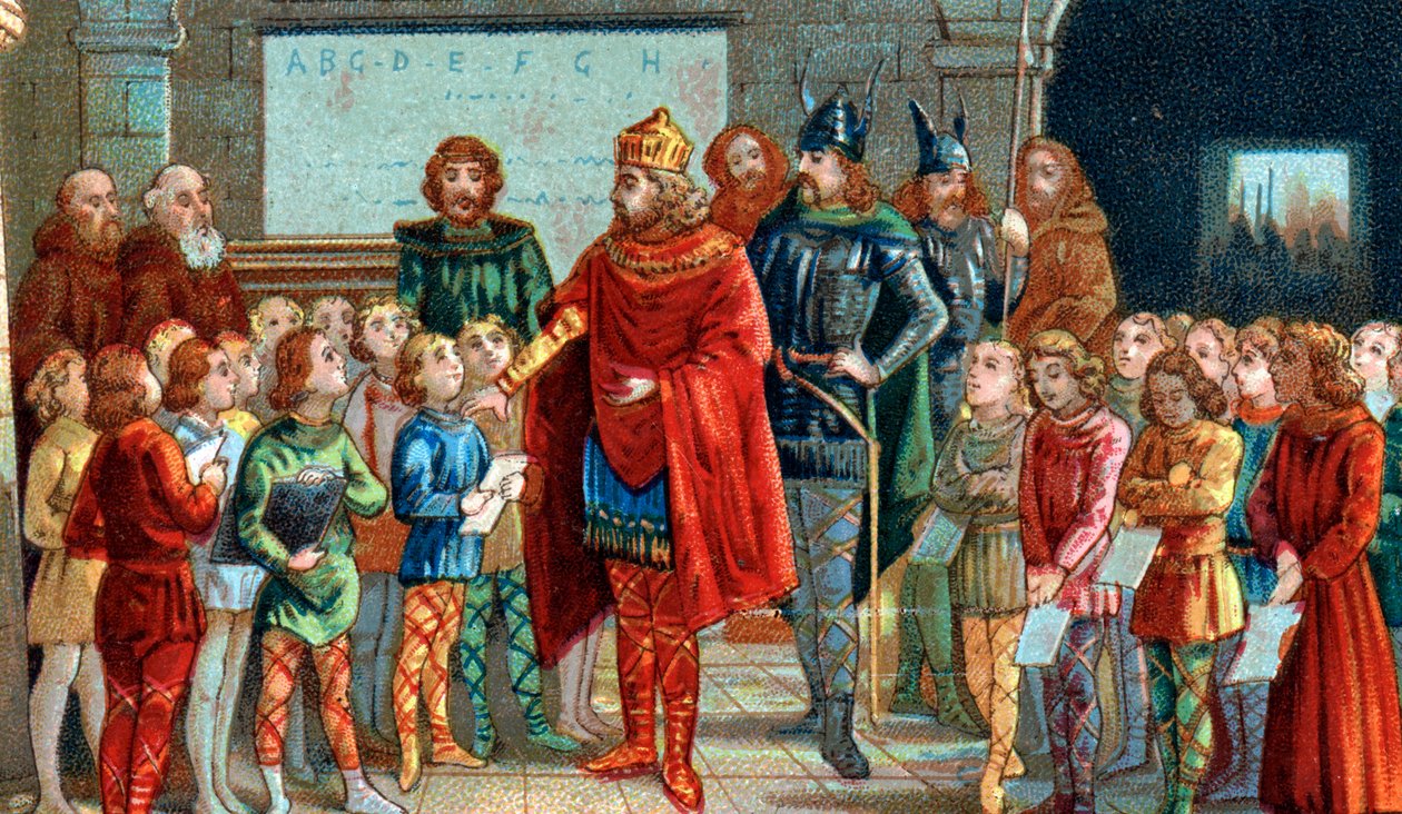 Emperor Charlemagne Visiting a School by French School