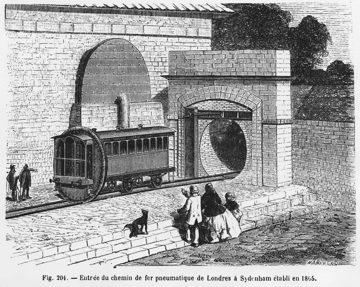 Entrance of the Pneumatic Railway from London to Sydenham, Established in 1865 - in 