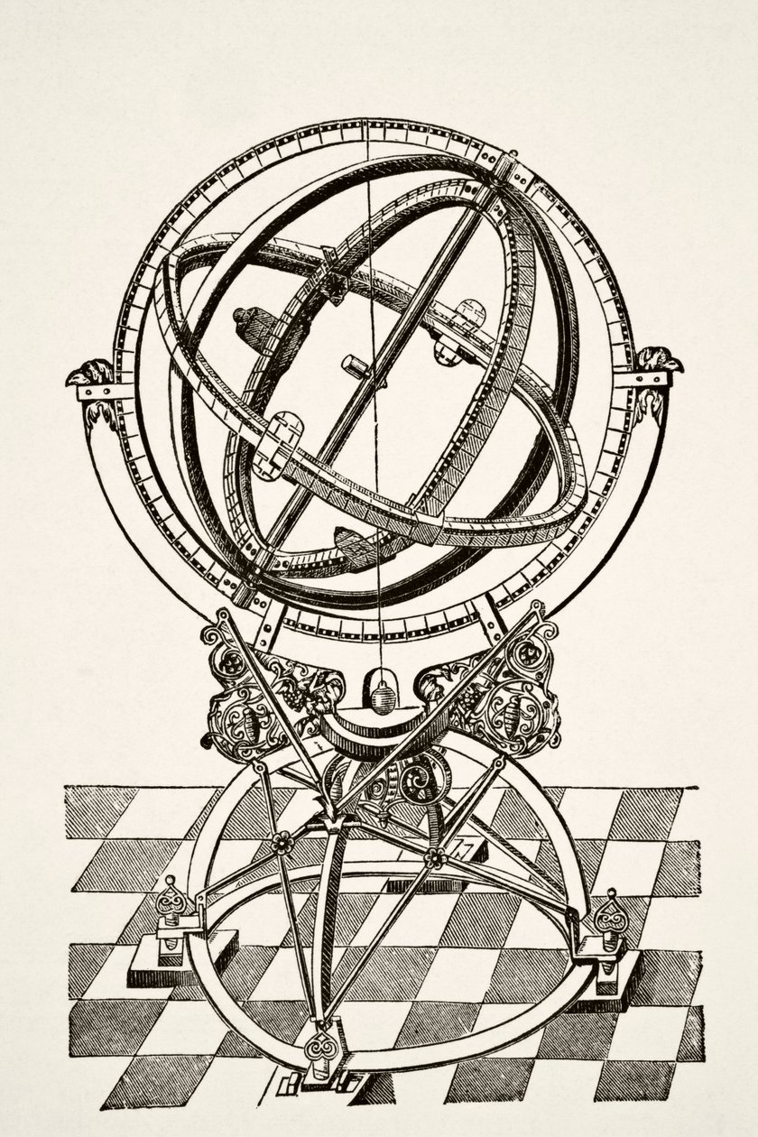 Equatorial Rings or Circles, after copper engraving in book Tychonis Brahe Astronomiae Instauratae Mechanica of 1602, from Science and Literature in The Middle Ages by Paul Lacroix pub. London 1878 by French School