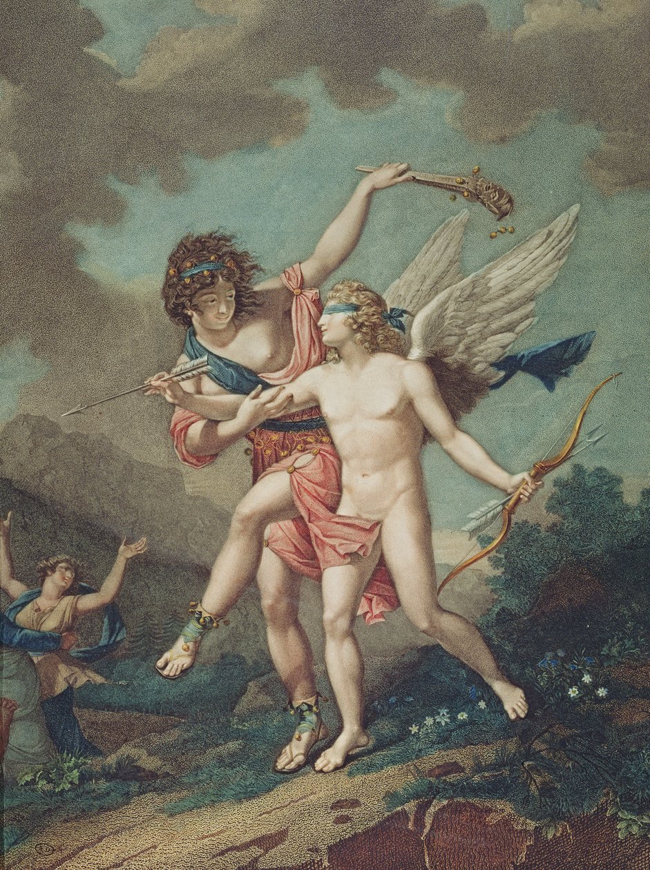 Eros led by Madness, engraved by Godefroy by French School