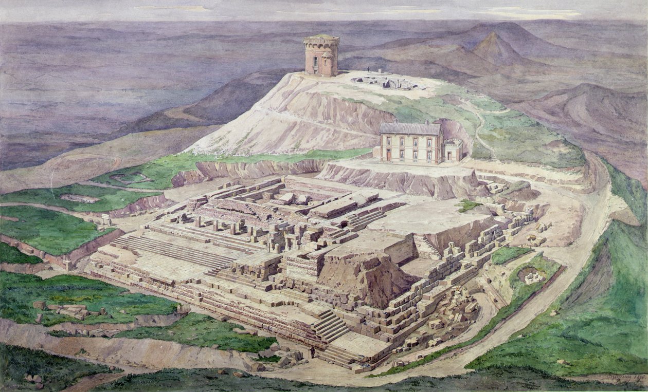 Excavation of the Ruins of the Gallo-Roman Temple of Mercury in 1876 by French School