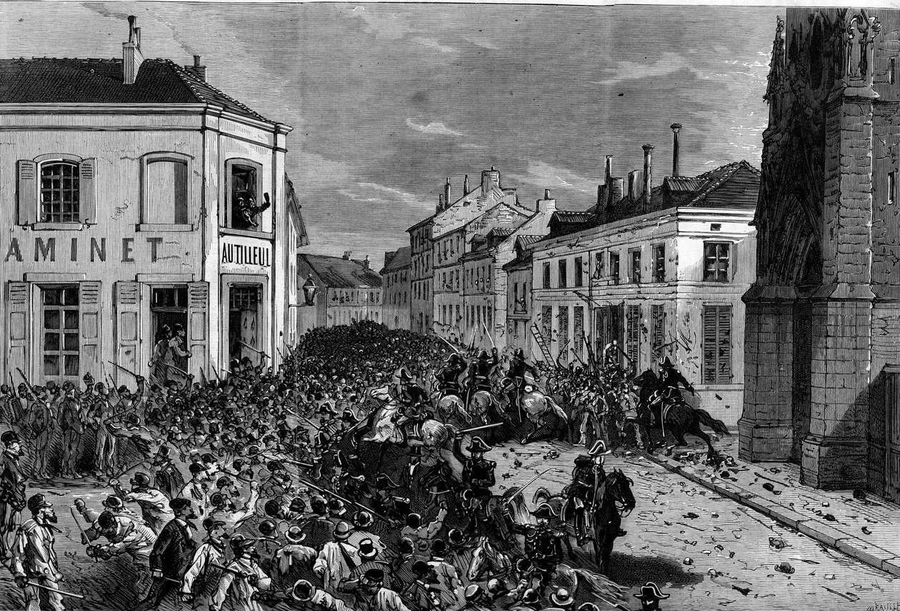 Expulsion of the Marists of Tourcoing following the decrees of March 1880 taken by Jules Ferry and removing the right to teach members of unauthorized religious congregations: the police dispersed the riders, hostile to the expulsion of the Marists by French School