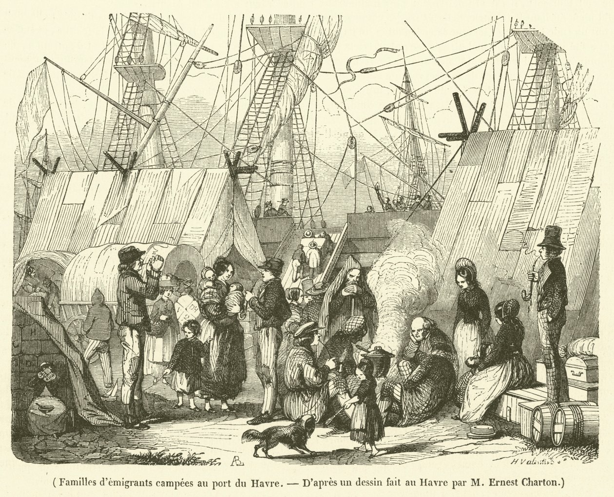 Families of Emigrants Camped at the Port of Le Havre by French School