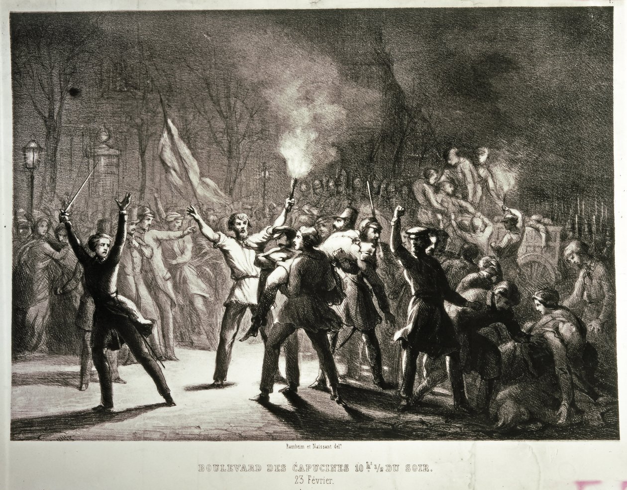 February Revolution 1848 (lithograph) by French School