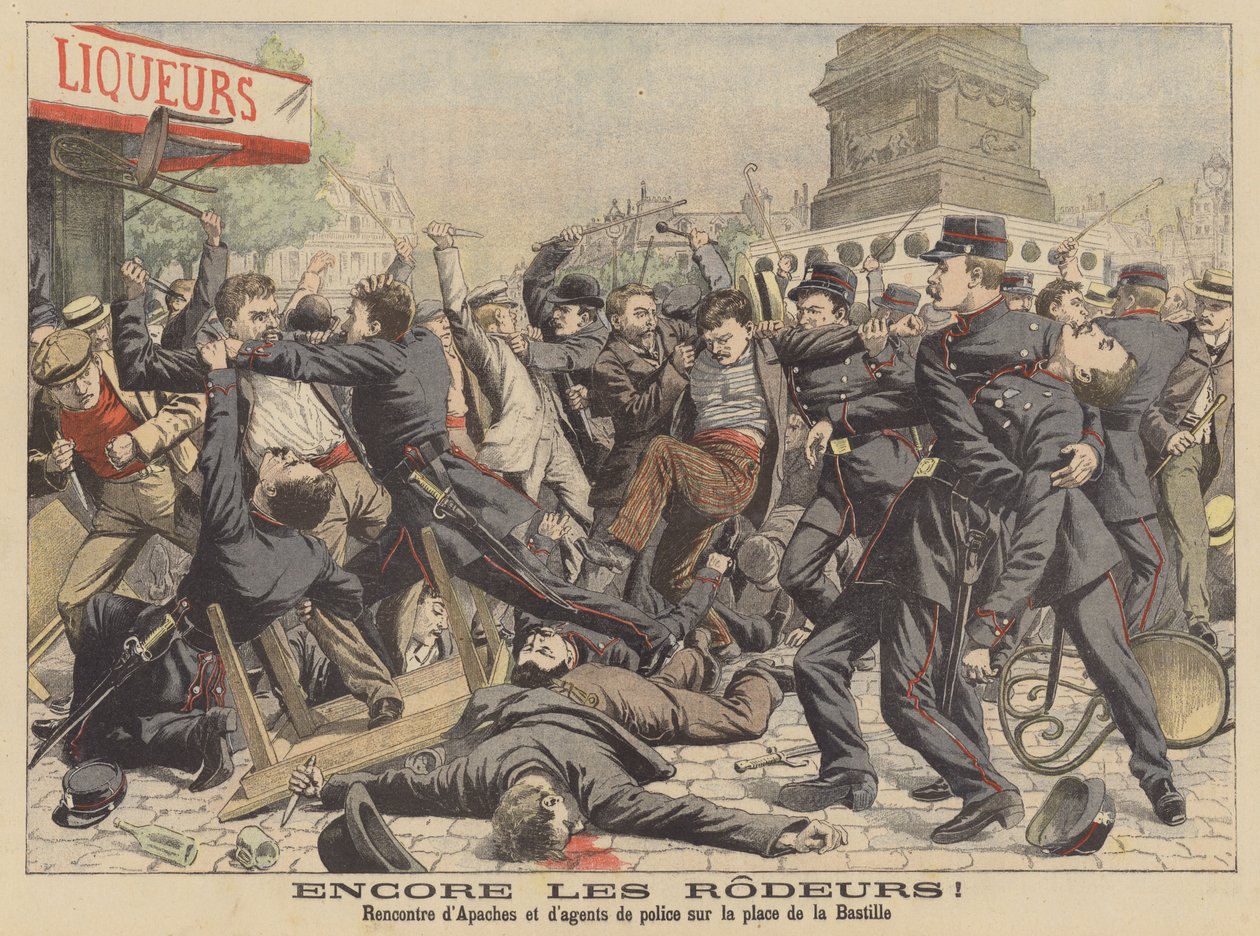 Fight Between Apaches and the Police on the Place de la Bastille in Paris by French School