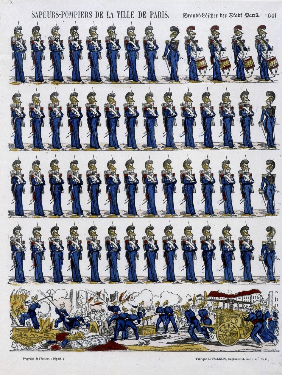 Fire fighters of the city of Paris - Image of Epinal, circa 1852 by French School