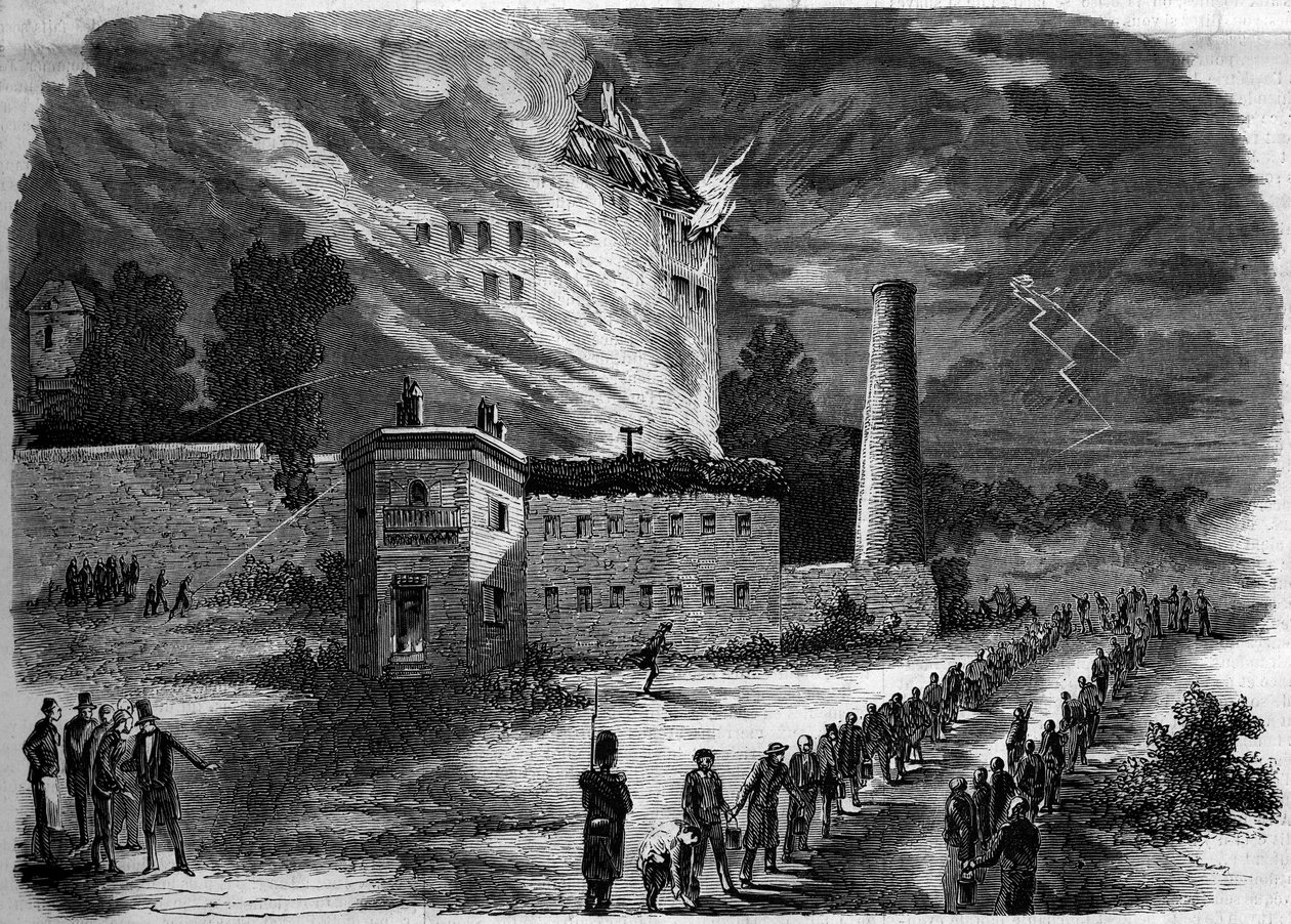 Fire of La Motte Seguin Factory in Orleans, Loiret (45) by French School