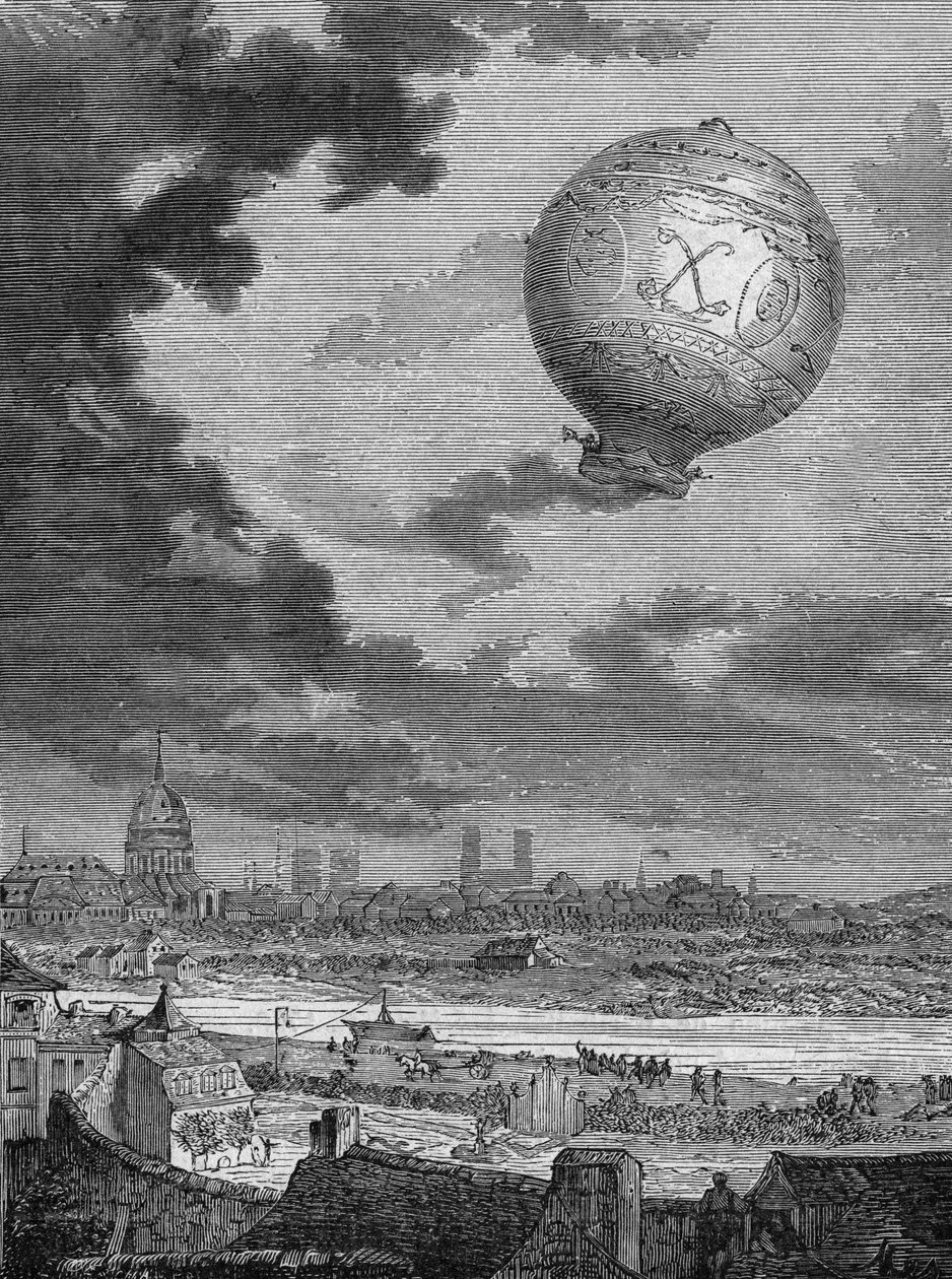 First montgolfier trip by Pilatre de Rozier and the Marquis d