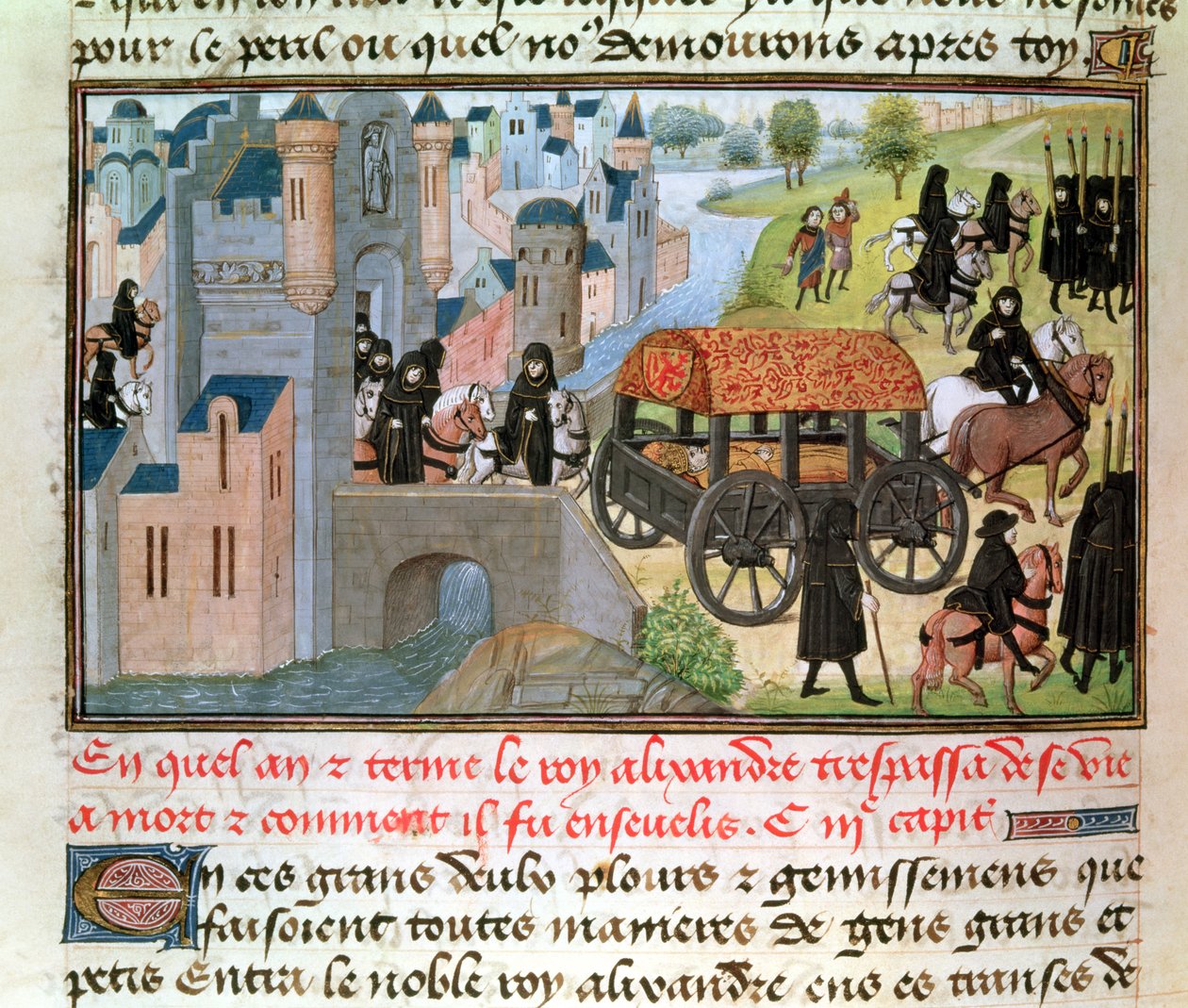 How Alexander the Great (356-323 BC) Passed Away and Was Buried, from the manuscript by Jean Vauquelin, from the Histoire du Grand Alexandre, 1460 by French School