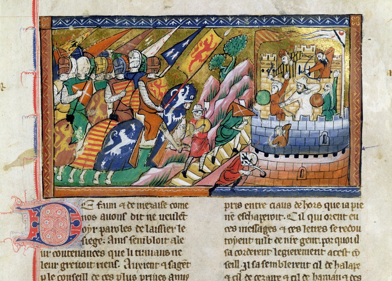 An English army attacking a castle, from the 