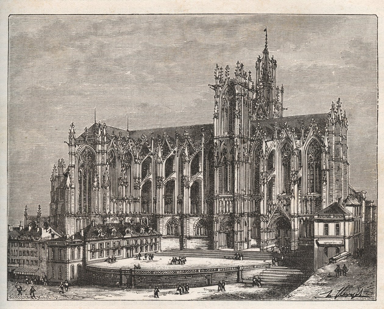 Cathedral of Saint Etienne de Metz - Engraving in 