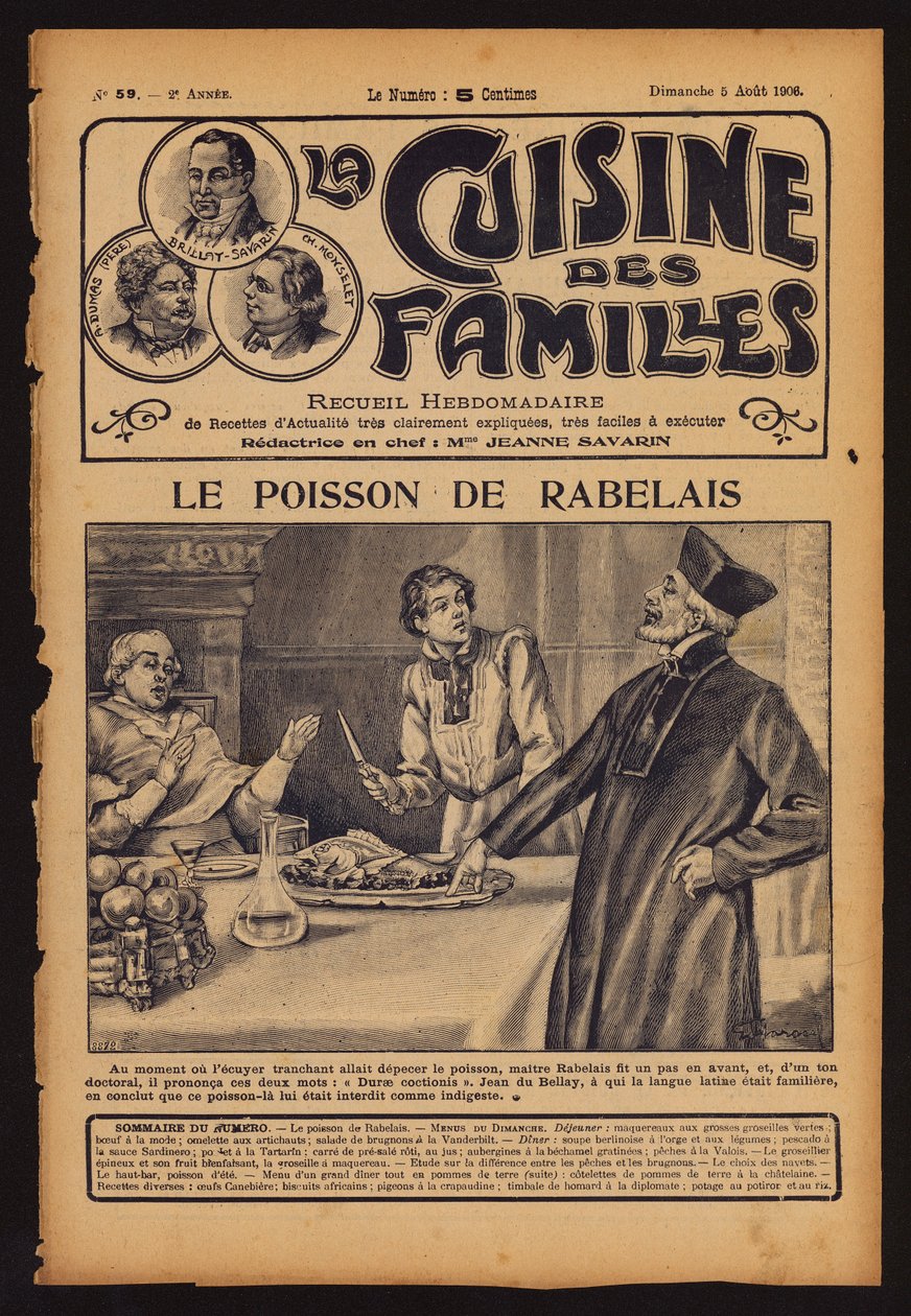 Francois Rabelais Warning Cardinal Jean du Bellay Not to Eat a Fish by French School